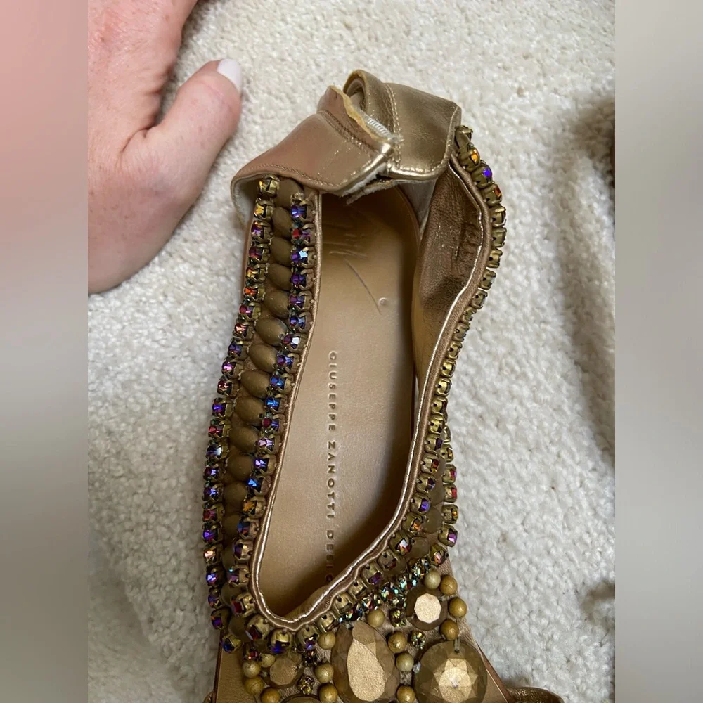 Giuseppe Zanotti Gold Embellished Sandals - Picture 6 of 8